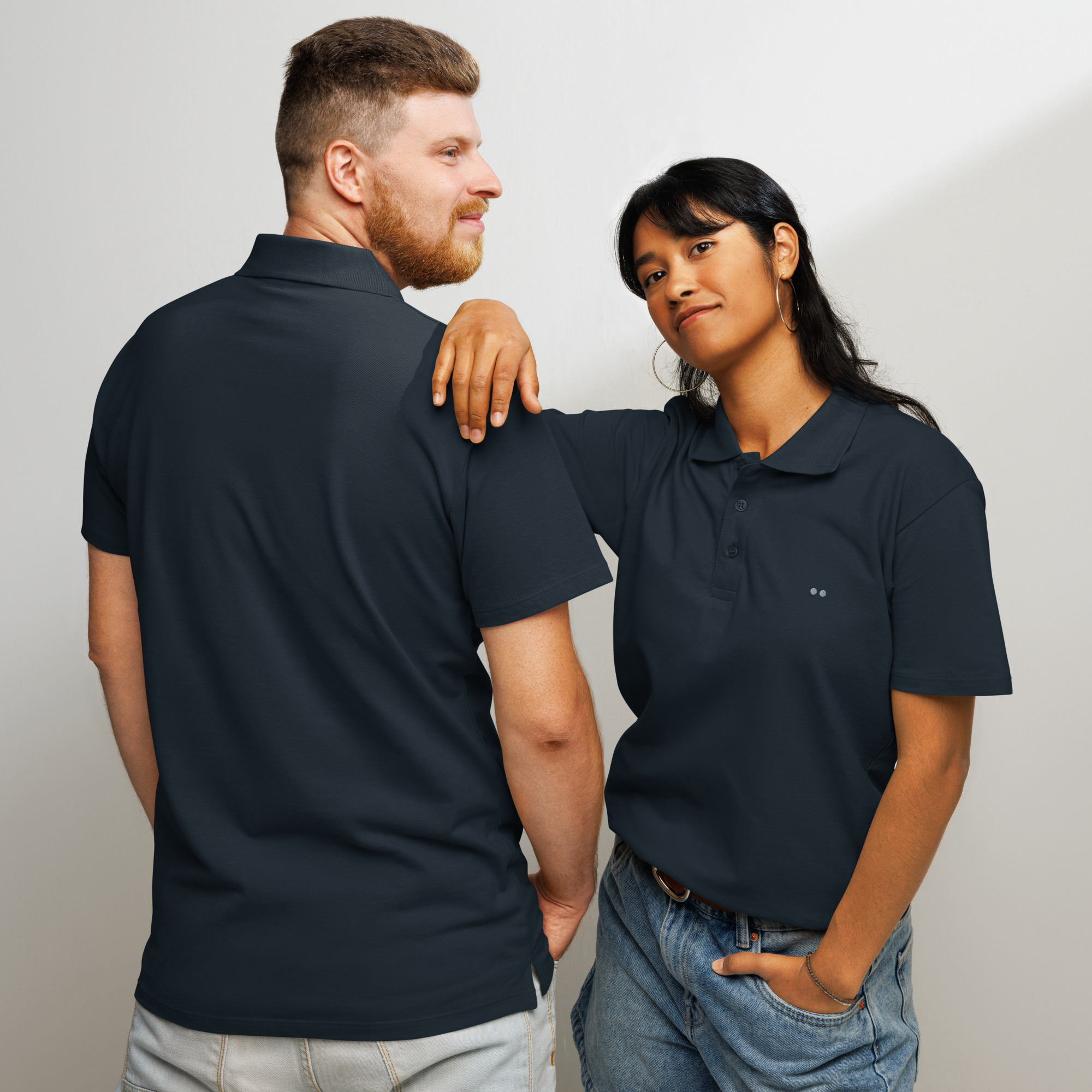 JÄSO Unisex-Polo – Classic Dots – Navy